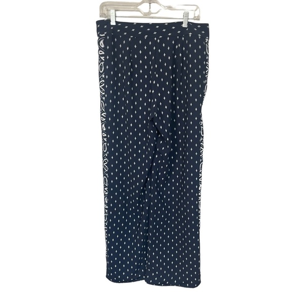 Cabi Navy Print Trackstar Print Wide Leg Trouser Pant, Bandana Print, #5176, 6 - Picture 2 of 9